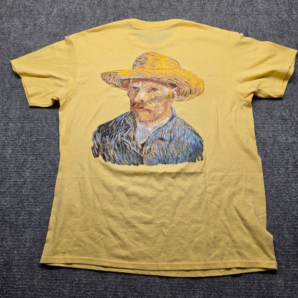 Return to Sender Vincent Van Gogh Self-Portrait with a Straw Hat Yellow Tee L